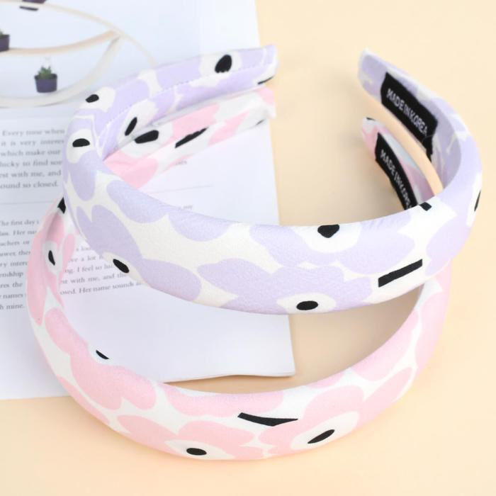 Wide-Band Floral Fabric Hairband Headband