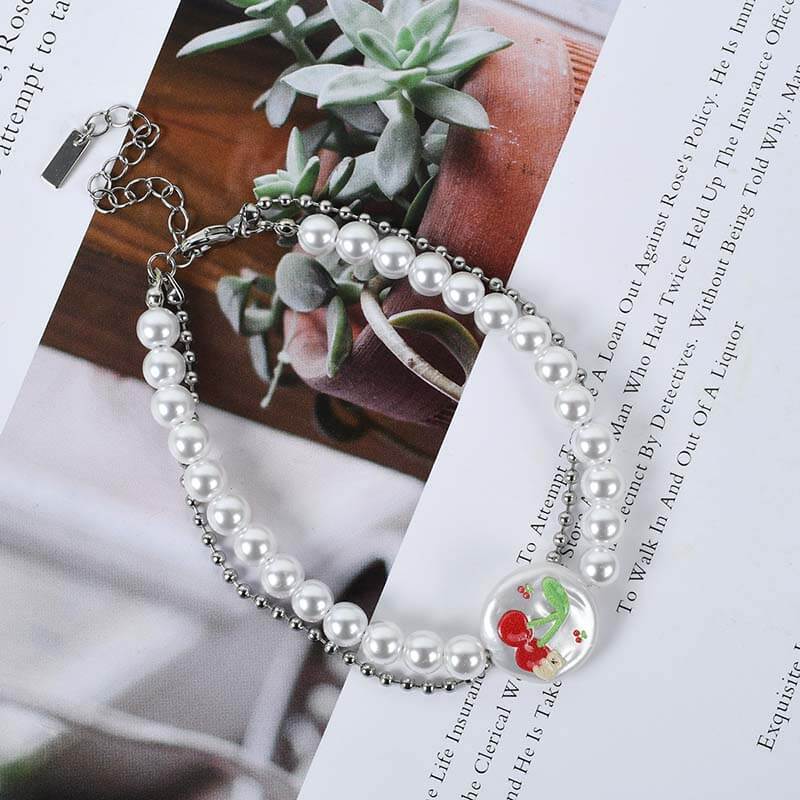 Stretch Cherry Pearl Bracelet for Girls - Image 5