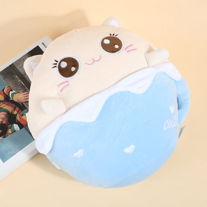 Winter Cup Cat Hand Warmer Hug Pillow 11 Inches