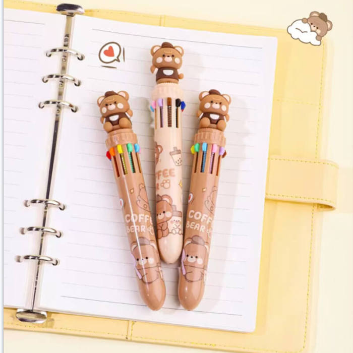 Coffee Bear Ballpoint Pen- 10 Colors
