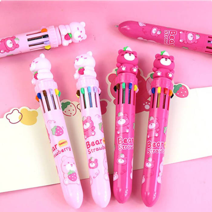 Strawberry Bear Ballpoint Pen- 10 Colors