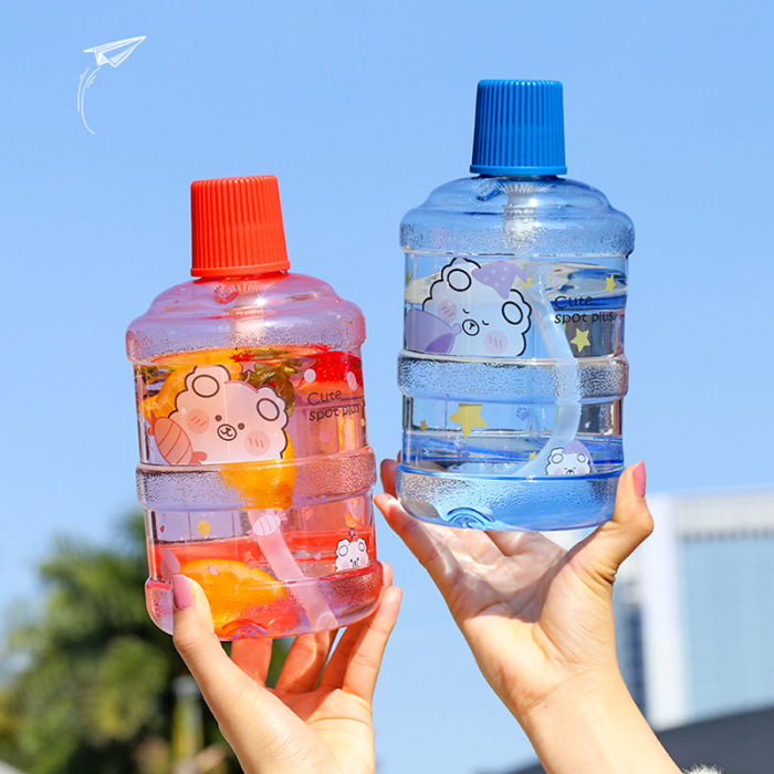 Cartoon Bear Bucket Plastic Bottle 33.8oz