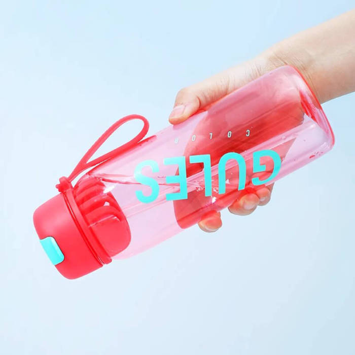 Plastic Straw Water Bottle 21oz