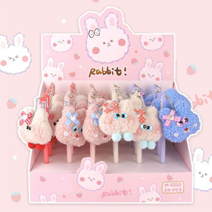 Fluffy Rabbit Pendant Gel Pen