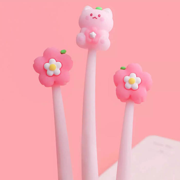 Flower and Cat Gel Pen