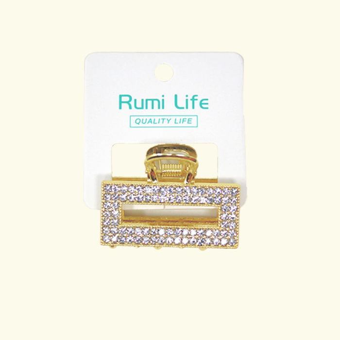 Full Rhinestone Rectangular Hair Claw Clip- Medium