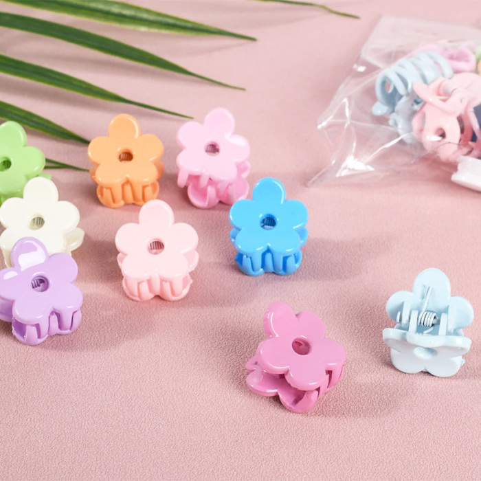 Flower Mini Claw Hair Clips Set