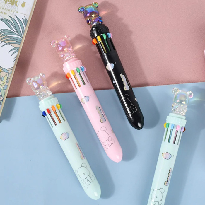 Crystal Bear Ballpoint Pen-10 Color