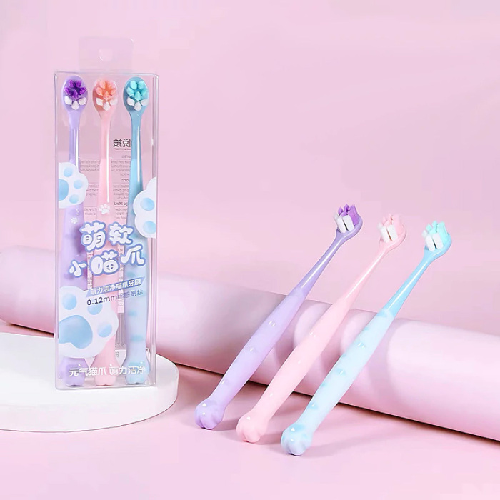 Cat Paw Toothbrush Set 3pcs
